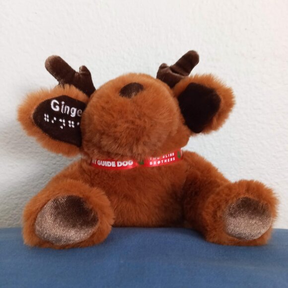 Braille Guide Dog Ginger Reindeer Two Blind Brothers NWT Plush Service Animal 9" - Picture 3 of 9